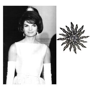 JACQUELINE KENNEDY Sunburst Brooch with Crystals Repro, Same look for Less